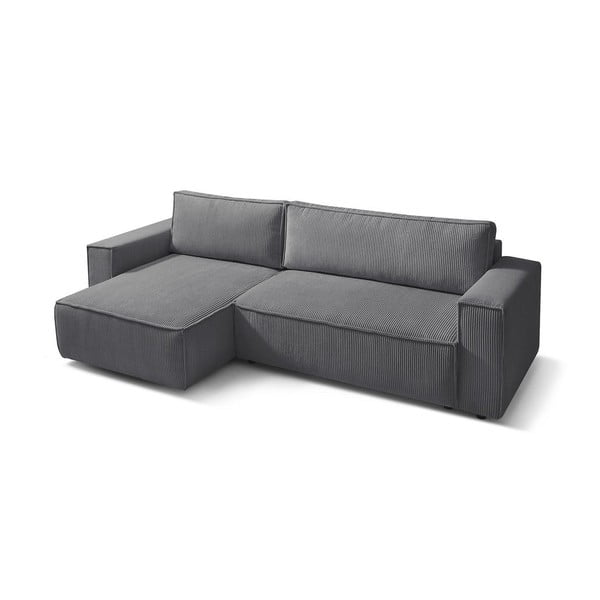 Tmavě šedá manšestrová rozkládací rohová variabilní pohovka Nihad – Bobochic Paris-image-4