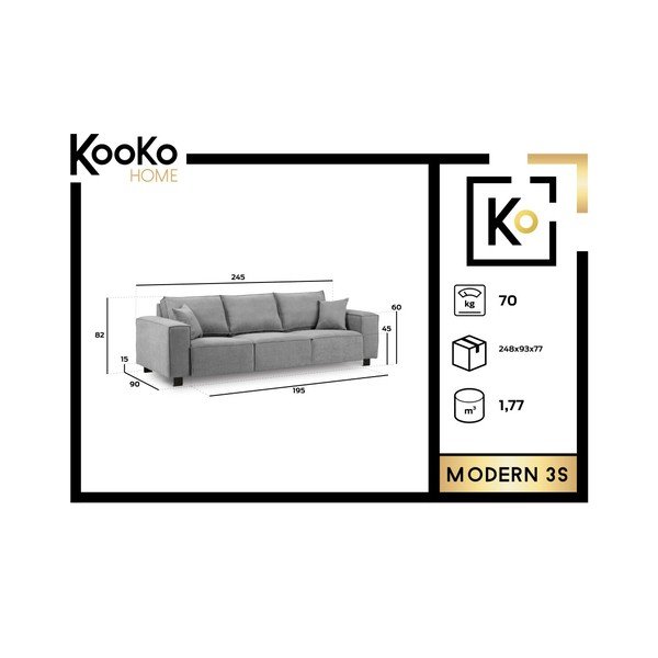 Tmavě šedá pohovka Kooko Home Modern, 245 cm-image-1