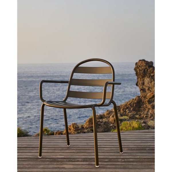 Tmavě šedé kovové zahradní židle v sadě 4 ks Joncols – Kave Home-image-1