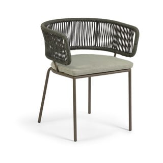 Zahradní židle s ocelovou konstrukcí a zeleným výpletem Kave Home Nadin