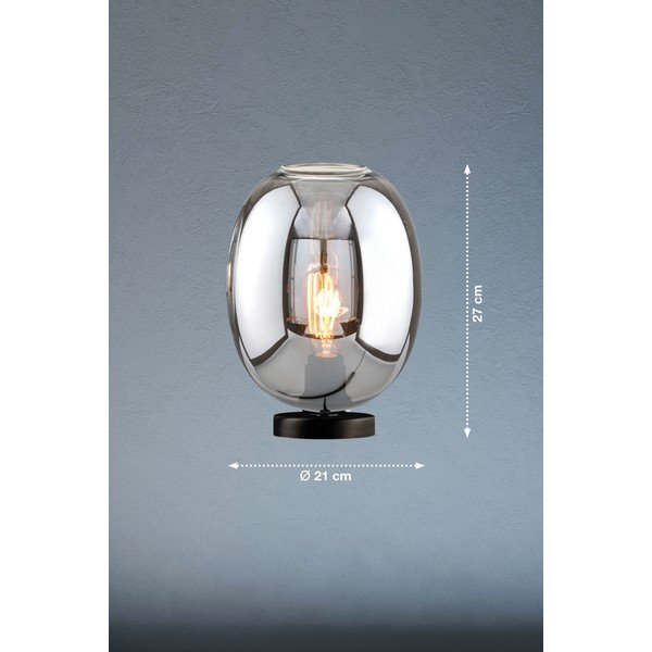 Černá stolní lampa se skleněným stínidlem (výška 27 cm) Nayla – Fischer & Honsel-image-2