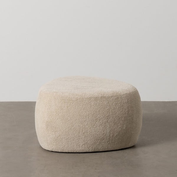 Béžový taburet z textilie bouclé – Ixia-image-1