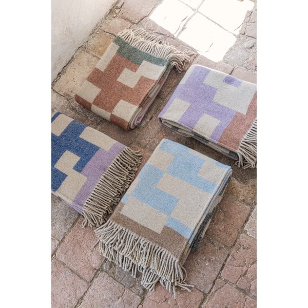 Modro-hnědá deka s příměsí vlny 130x190 cm Maze – Mette Ditmer Denmark-image-2