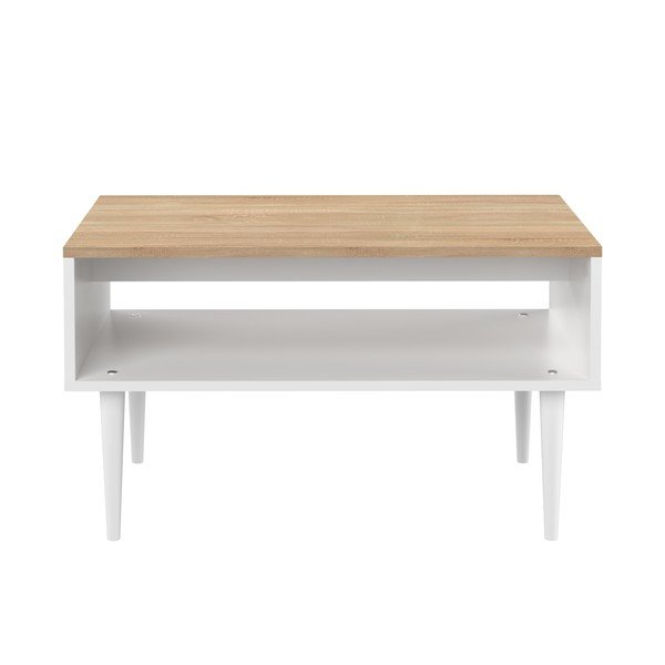 Bílý konferenční stolek s deskou v dekoru dubu 80x47 cm Horizon - TemaHome