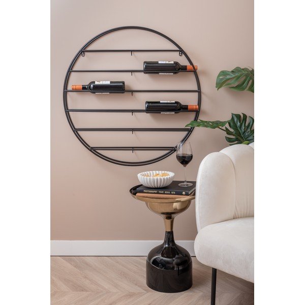 Černý nástěnný kovový regál na víno počet lahví 12 80x80x9 cm Redondo – PT LIVING-image-1