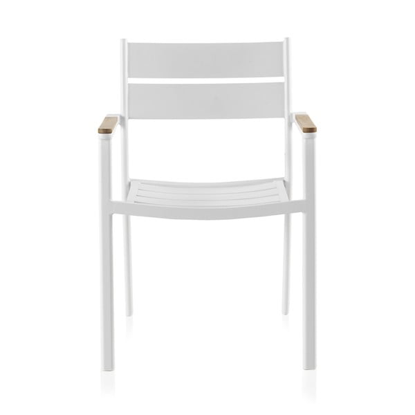 Bílá zahradní židle s týkovým dřevem Geese Giulia, šířka 56 cm