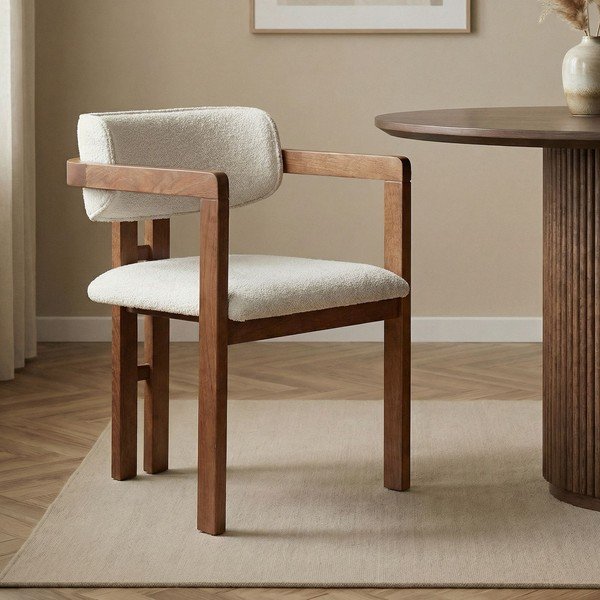 Bílé jídelní křeslo s područkami Toscana – Kalune Design-image-1