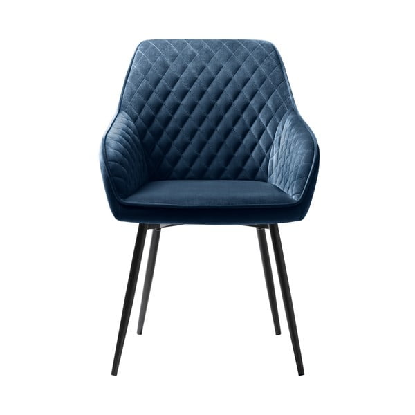Modré čalouněné jídelní křeslo s područkami Milton – Unique Furniture-image-1