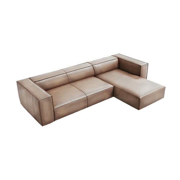 Světle hnědá kožená rohová pohovka (pravý roh) Madame – Windsor & Co Sofas-image-2