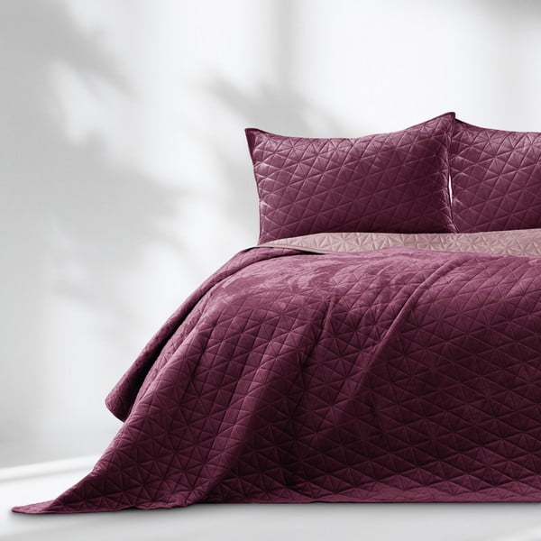 Tmavě růžový sametový prošívaný přehoz 220x240 cm Laila – AmeliaHome