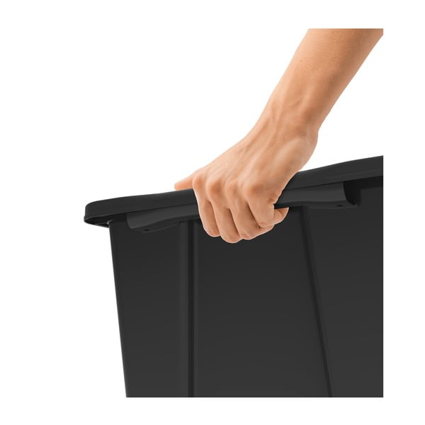 Leskle černý plastový úložný box s víkem Evo Easy - Rotho-image-1