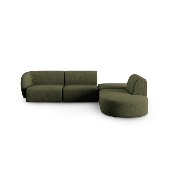 Zelená žinylková rohová pohovka (pravý roh/do L) Paolo – Milo Casa