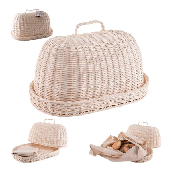 Set chlebníku z ratanu a bavlněné utěrky Orion Oval-image-1