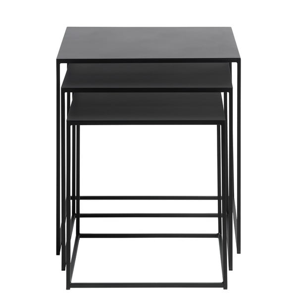 Černé kovové konferenční stolky v sadě 3 ks 50x50 cm Pebble – Unique Furniture-image-3