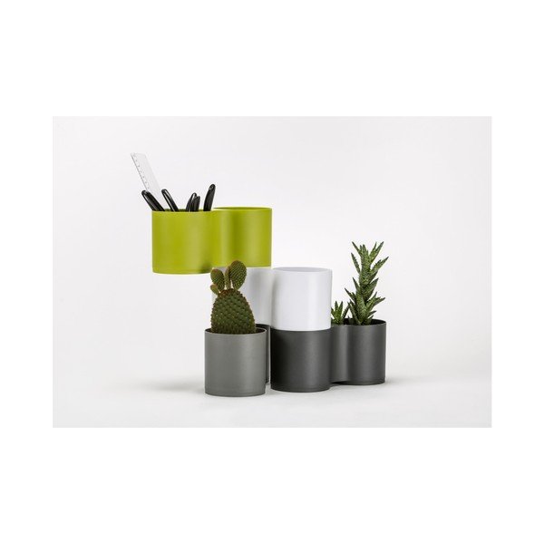 Zelený dvojitý květináč Plastia Modulo-image-1