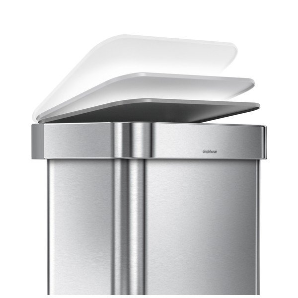 Nášlapný ocelový odpadkový koš ve stříbrné barvě 45 l – simplehuman-image-3