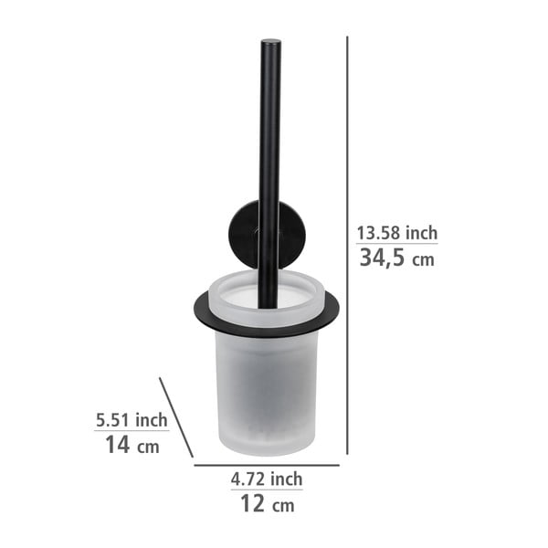 Matně černá samodržící skleněná WC štětka Bivio – Wenko-image-3