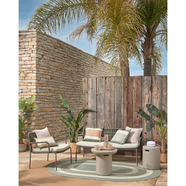 Zeleno-béžový povlak na polštář z recyklovaného plastu Kave Home Leeith, 45 x 45 cm-image-3