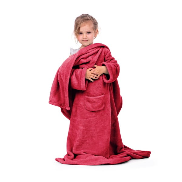 Červená dětská televizní deka s rukávy DecoKing Lazykids-image-2
