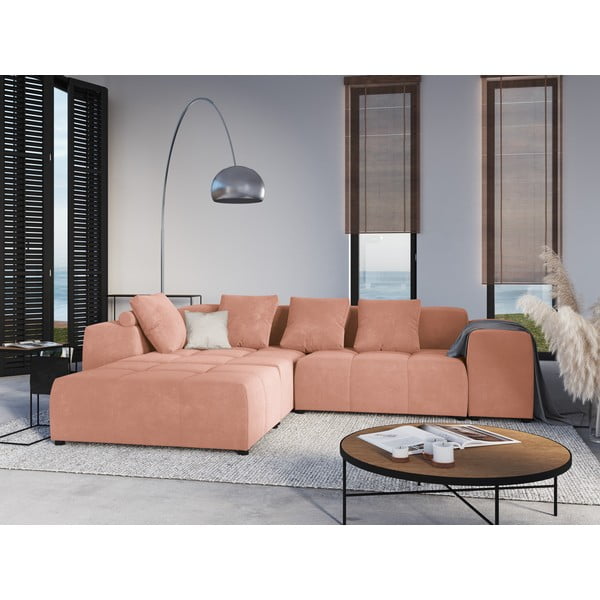 Růžová sametová opěrka k modulární pohovce Rome Velvet - Cosmopolitan Design-image-4