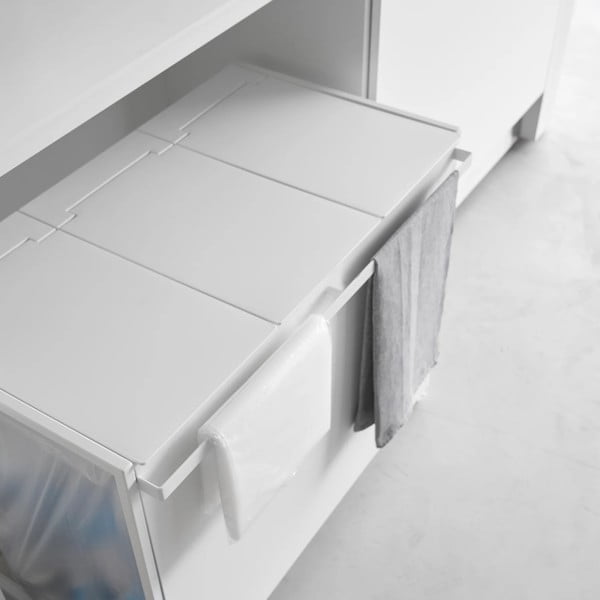 Bílý kovový odpadkový koš na tříděný odpad Tower – YAMAZAKI-image-2