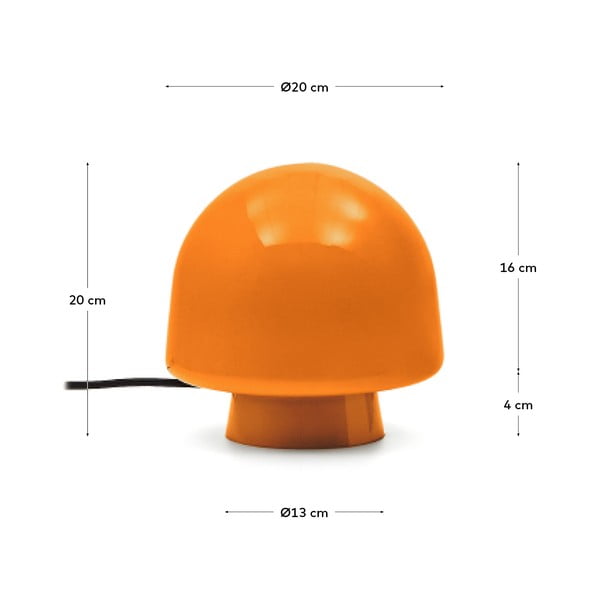 Oranžová stolní lampa se skleněným stínidlem (výška 20 cm) Reig – Kave Home-image-4