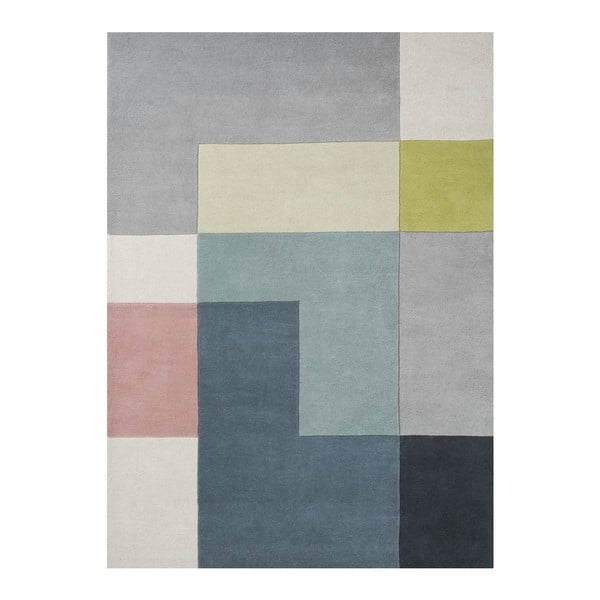 Vlněný koberec Tetris Lime, 170x240 cm