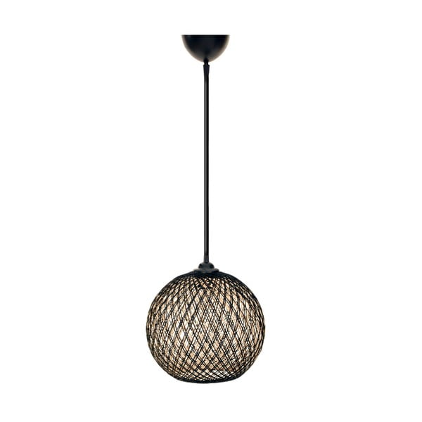 Závěsné svítidlo v černé a tmavě hnědé barvě se stínidlem z juty ø 24 cm – Opviq lights