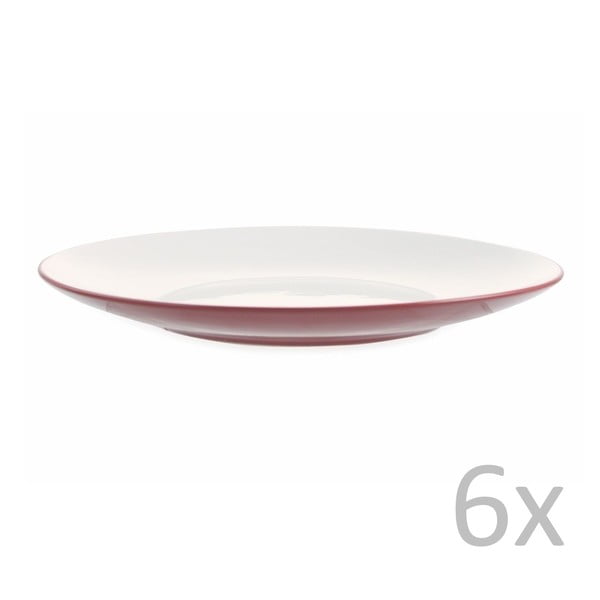 Sada 6 červeno-bílých talířů Villa d'Este Drive Piatto, Ø 27 cm