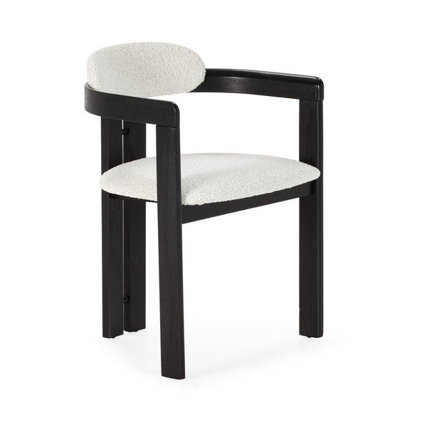 Bílá/černá čalouněná jídelní křesla v sadě 2 ks s područkami Eiden – MOME