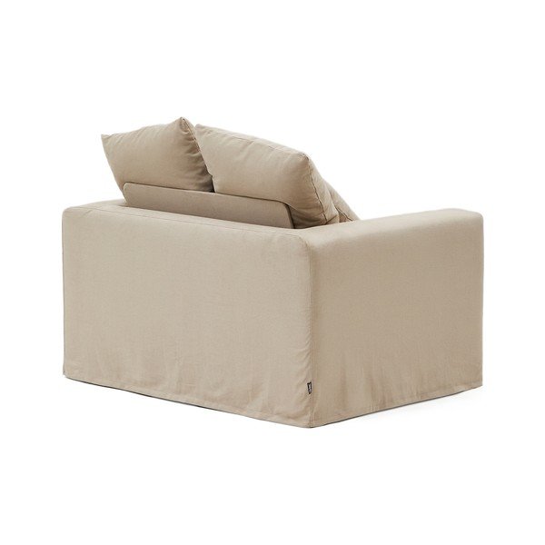 Béžové lněné křeslo Nora – Kave Home-image-3