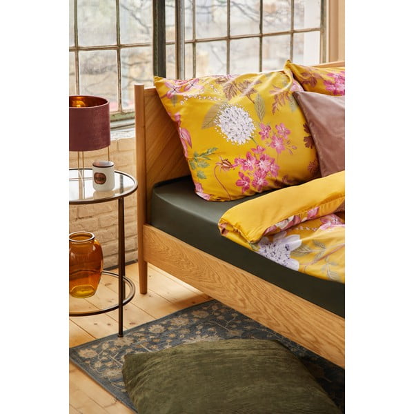 Okrové povlečení na dvoulůžko z bavlněného saténu Bonami Selection Blossom, 200 x 220 cm-image-1