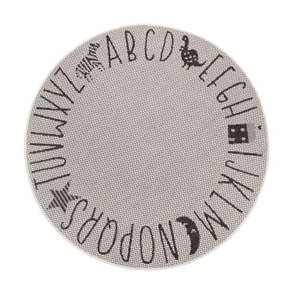 Krémový dětský koberec Ragami Letters, ø 160 cm
