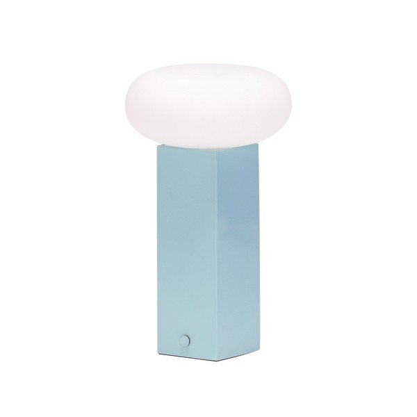 Modrá kovová LED stmívatelná stolní lampa se skleněným stínidlem (výška 20 cm) Low – Hübsch