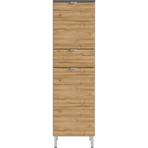 Šedá vysoká koupelnová skříňka v dekoru dubu 34x120 cm Mauresa - Germania-image-1