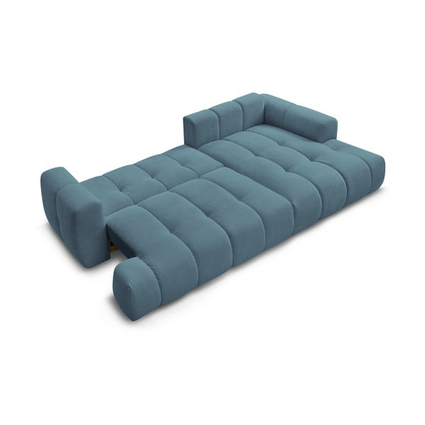 Modrá rozkládací/s úložným prostorem rohová pohovka (pravý roh/s lenoškou) Fuji – Bobochic Paris-image-4