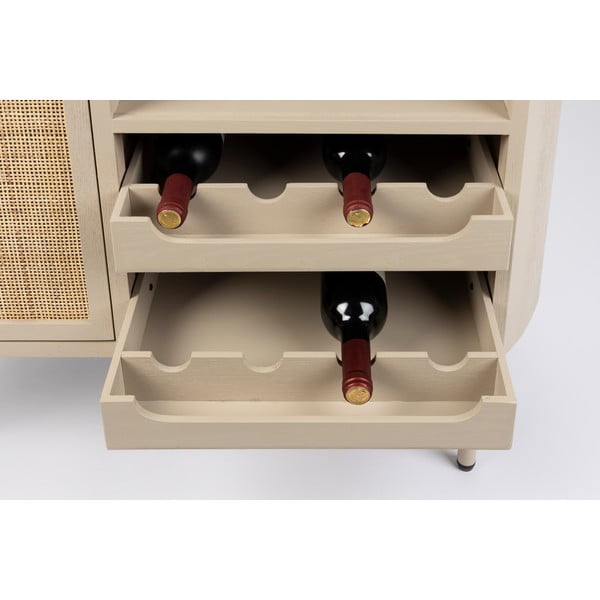 Krémová ratanová vinotéka pro 8 lahví, 90x100 cm Amaya – White Label-image-1