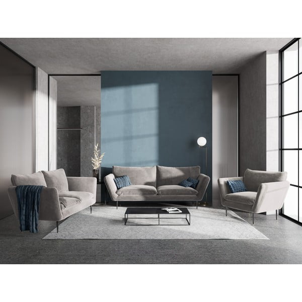 Béžové sametové křeslo Mazzini Sofas Acacia-image-1