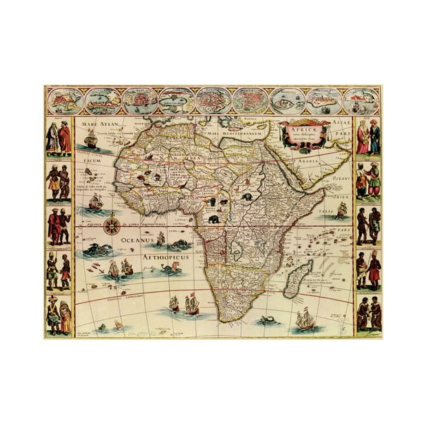 Fotoobraz Stará mapa Afriky, 80x60 cm