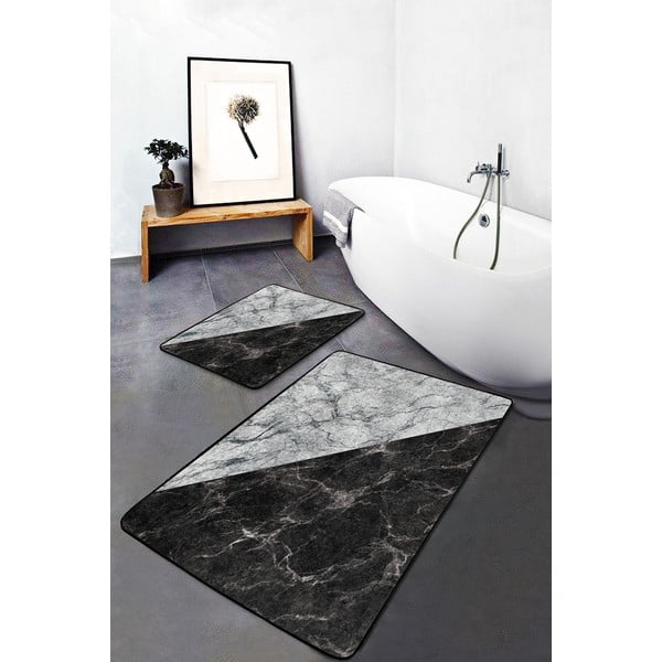 Černobílé koupelnové předložky v sadě 2 ks 60x100 cm – Mila Home-image-2