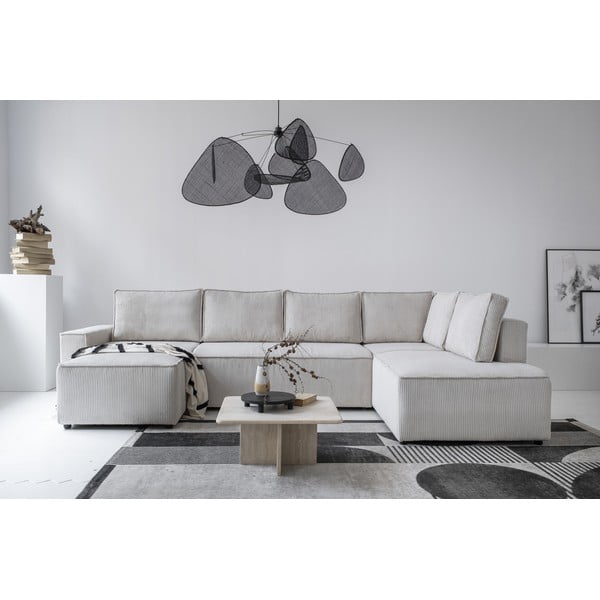 Bílá manšestrová rozkládací rohová pohovka (pravý roh/do "U") Brave Dave – Miuform-image-4