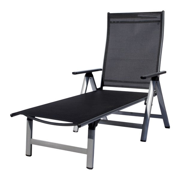 Černo-šedé kovové skládací zahradní lehátko London – Sun Garden-image-2
