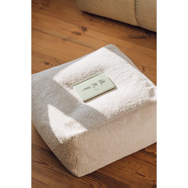 Béžový taburet z textilie bouclé Keno – noo.ma-image-3