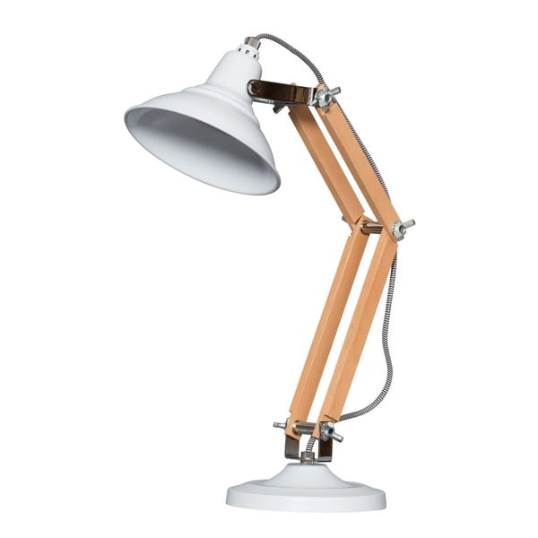 Dřevěná stolní lampa s bílým stínítkem ETH Calia
