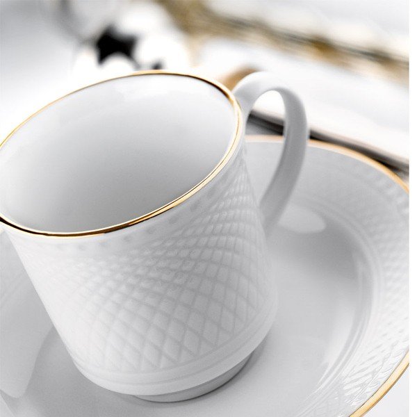 Sada 6 porcelánových hrníčků s podšálkem Kutahya Gold Line, 80 ml-image-1