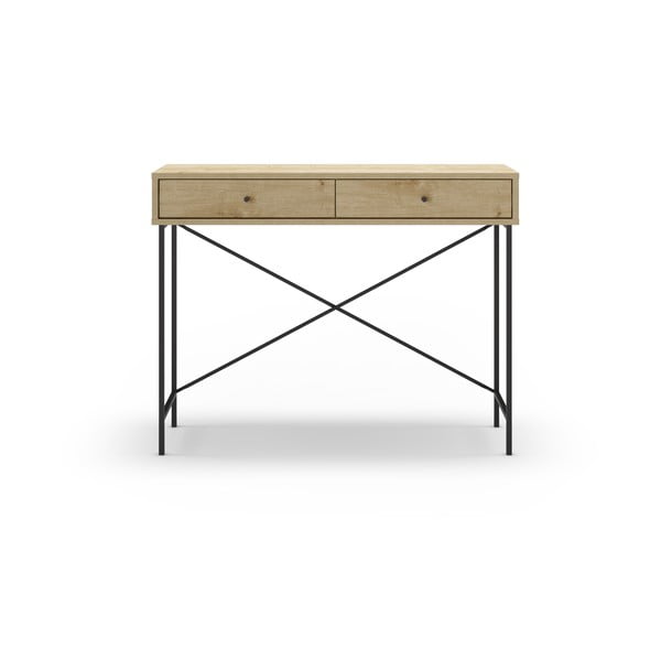 Konzolový stolek s deskou v dubovém dekoru v přírodní barvě 35x110 cm Titan – Marckeric-image-4