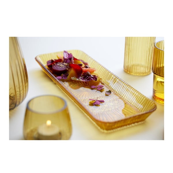 Oranžový skleněný servírovací talíř 14x38 cm Kusintha – Bitz-image-4