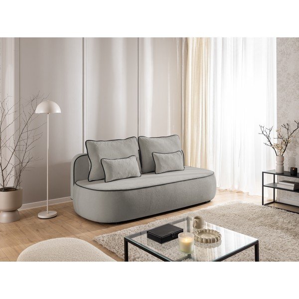 Černá/šedá sametová rozkládací/s úložným prostorem pohovka 210 cm Saga – Ropez-image-2