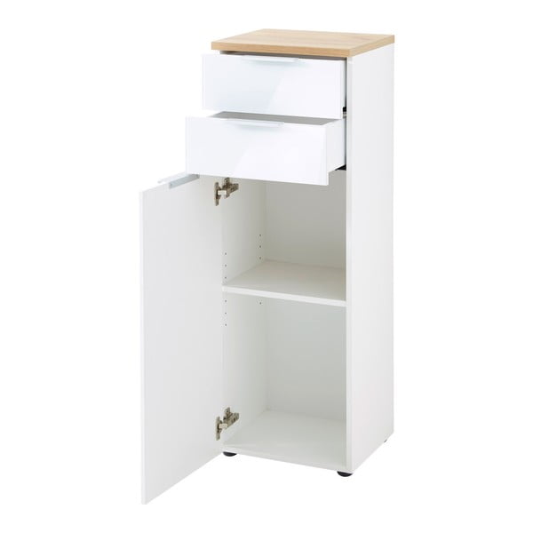 Bílá přírodní vysoká koupelnová skříňka v dekoru dubu 39x112 cm Pescara – Germania-image-3