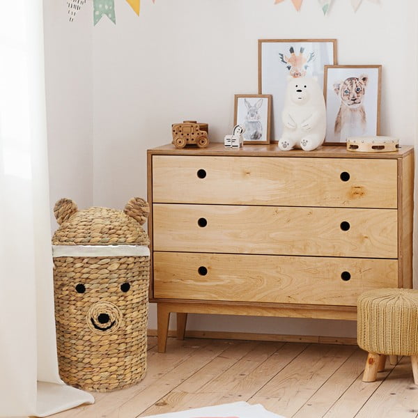 Dětský koš na hračky z vodního hyacintu v přírodní barvě ø 30x56 cm Bear – Compactor-image-1